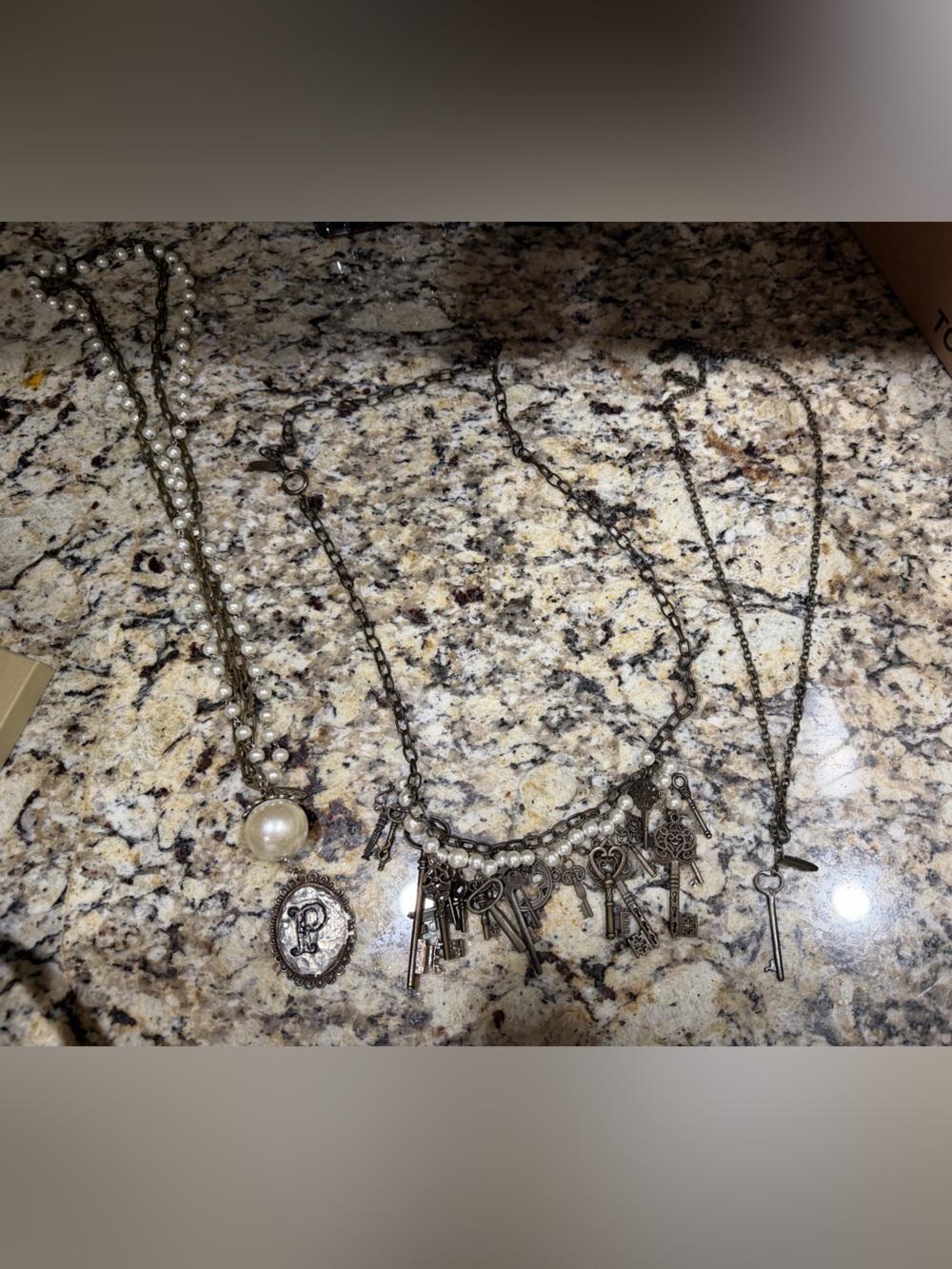 Qty of 3 Plunder Necklaces All  NEW 
#1 Initial P #2 single key #3 multiple keys